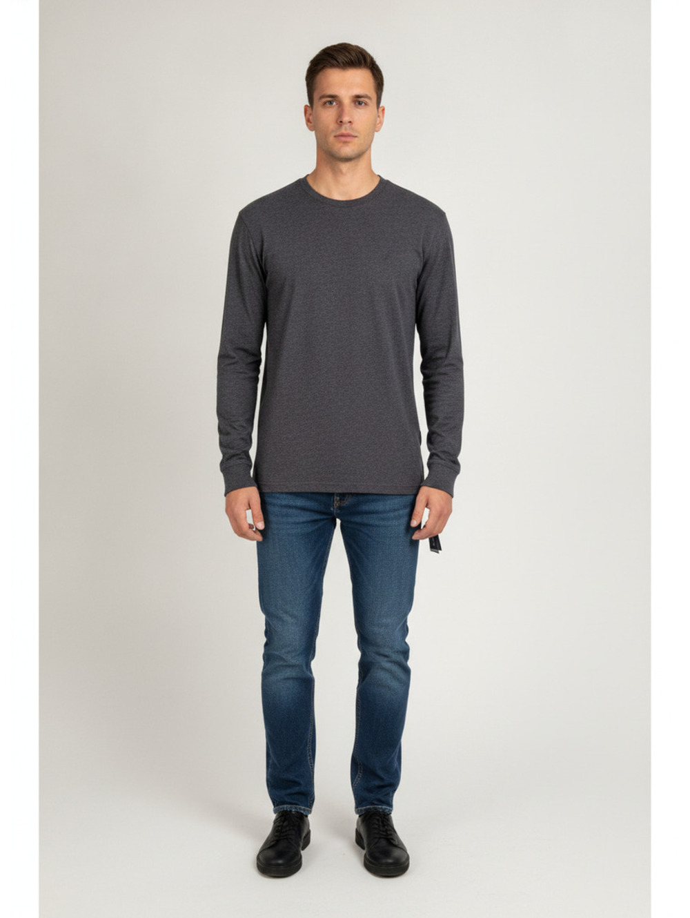 Nautica Men's Long Sleeve Crew Neck Shirt Size L Dark Gray